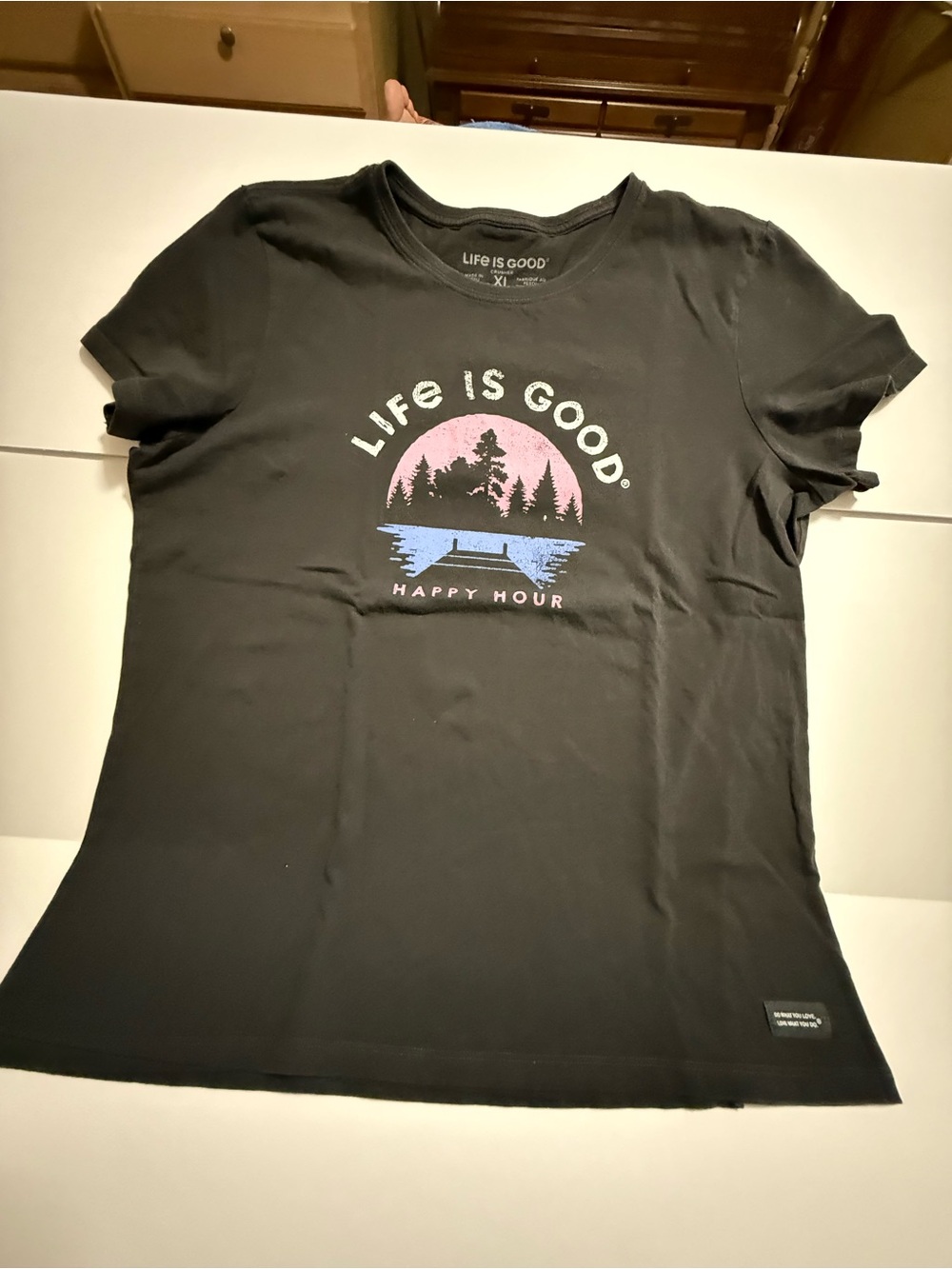 Life Is Good Black 'Sunset Lake' Graphic Tee